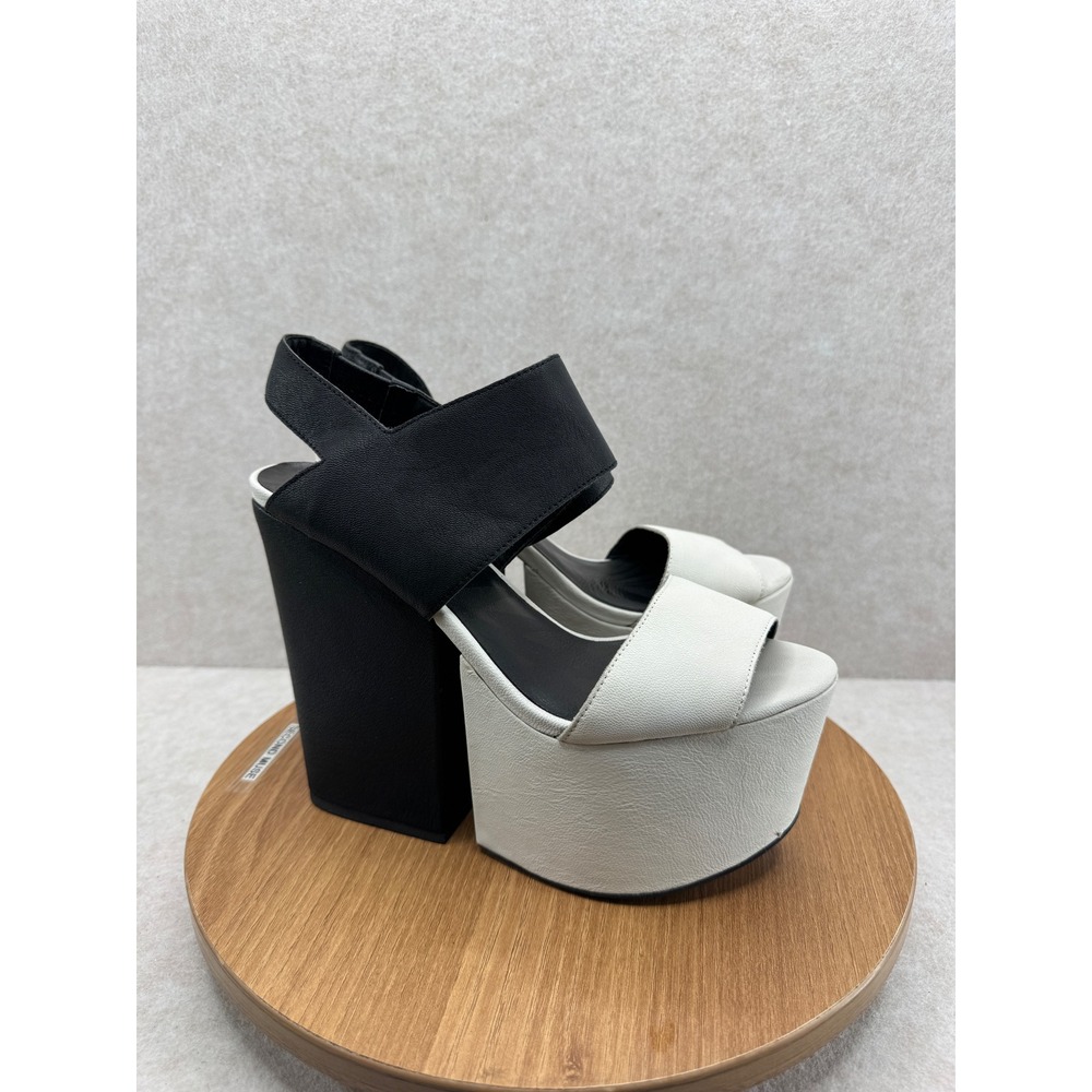 Matiko Platform Sandals 8 Black White Colorblock Chunky Block Heel Avant Garde